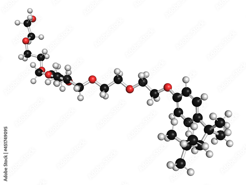Triton x-100 detergent molecule, illustration Triton x-100 detergent molecule, illustration
