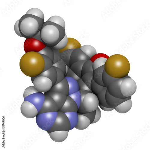 Umbralisib lymphoma drug molecule, illustration photo