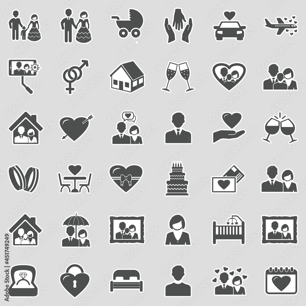 Couple Icons. Sticker Design. Vector Illustration. Couple Icons. Sticker Design. Vector Illustration.