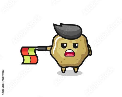loose stools character as line judge hold the flag straight horizontally