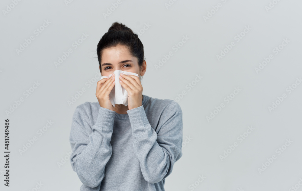 disgruntled woman runny nose cold health problems treatment disgruntled woman runny nose cold health problems treatment