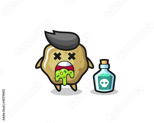 illustration of an loose stools character vomiting due to poisoning