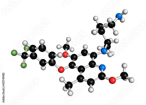 Tafenoquine malaria drug molecule, illustration photo