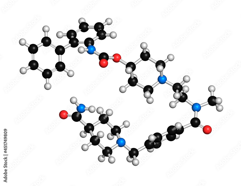 Revefenacin COPD drug molecule, illustration Revefenacin COPD drug molecule, illustration