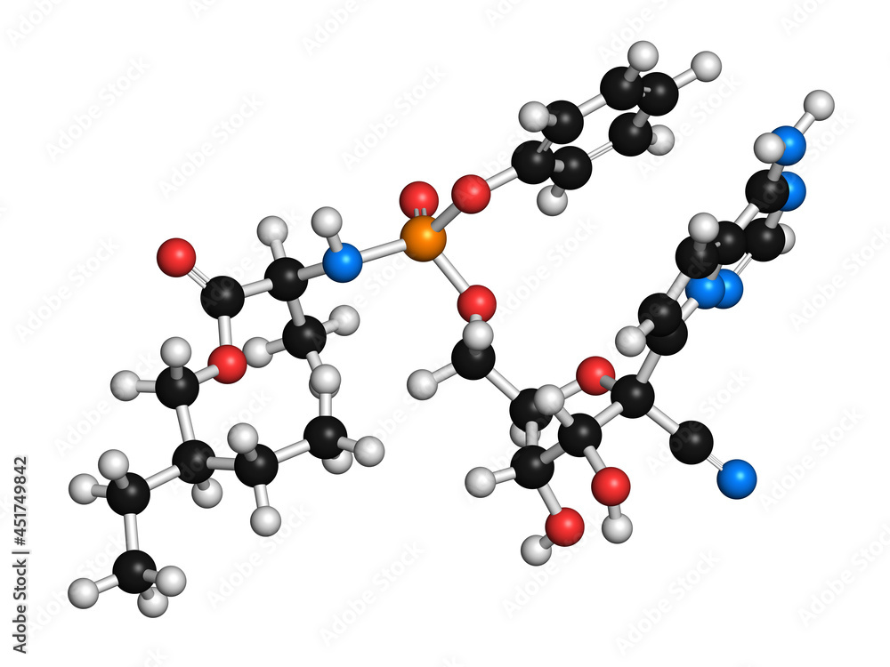 Remdesivir antiviral drug molecule, illustration Remdesivir antiviral drug molecule, illustration