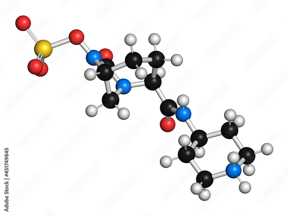 Relebactam drug molecule, illustration Relebactam drug molecule, illustration