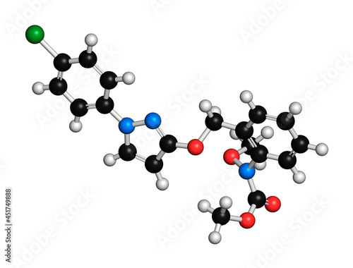 Pyraclostrobin fungicide molecule, illustration photo