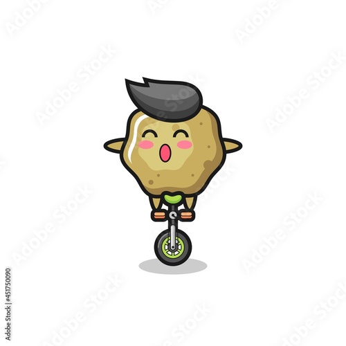 The cute loose stools character is riding a circus bike
