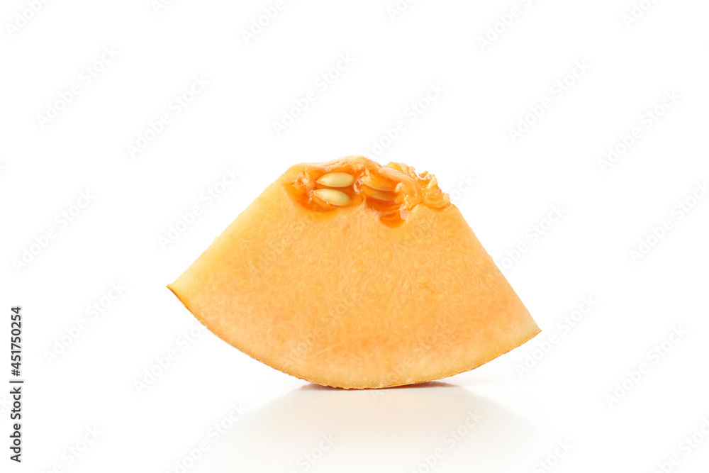 Ripe melon slice isolated on white background