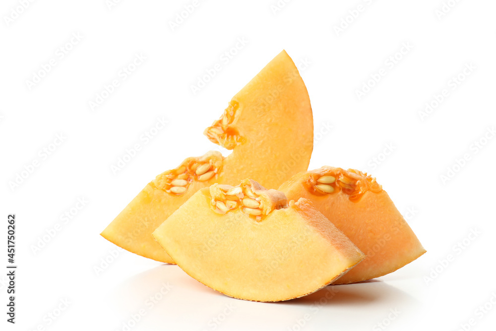 Ripe melon slices isolated on white background Ripe melon slices isolated on white background