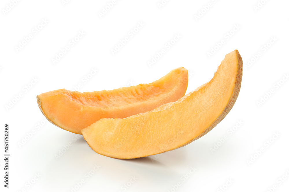 Ripe melon slices isolated on white background Ripe melon slices isolated on white background