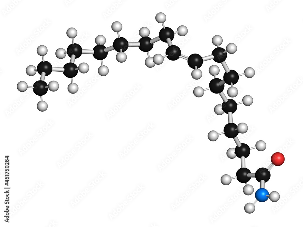 Oleamide molecule, illustration Oleamide molecule, illustration