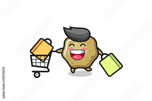 black Friday illustration with cute loose stools mascot
