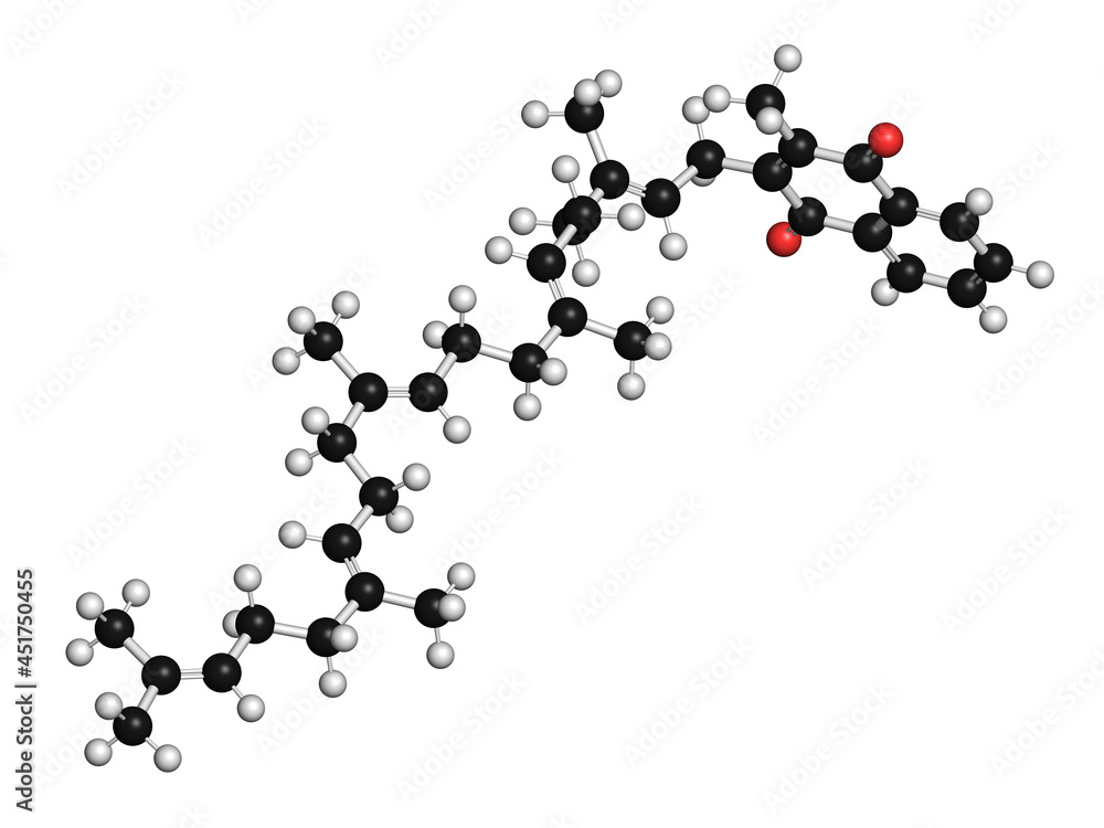Vitamin K2 molecule, illustration Vitamin K2 molecule, illustration
