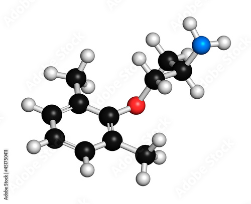 Mexiletine drug molecule, illustration photo