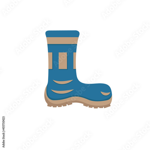 blue-brown rubber boot for gardening flat icon