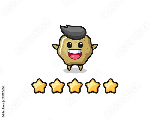 the illustration of customer best rating, loose stools cute character with 5 stars © heriyusuf