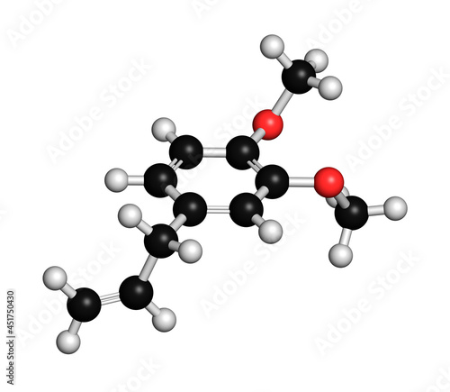 Methyl eugenol molecule, illustration photo