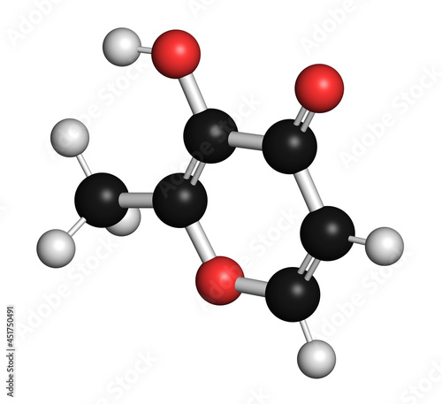 Maltol food additive molecule, illustration photo