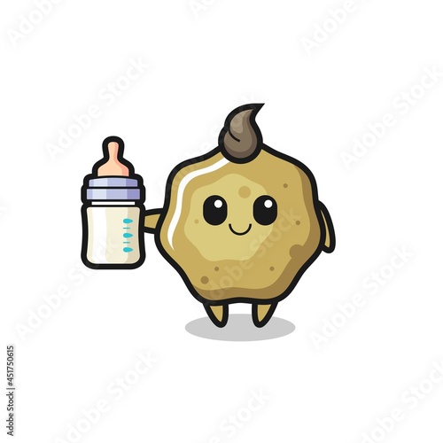 baby loose stools cartoon character with milk bottle