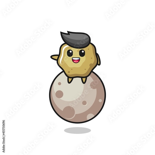 illustration of loose stools cartoon sitting on the moon