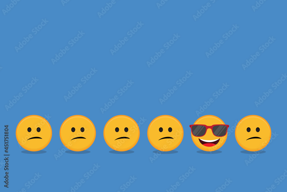 Be different - Being different, standing out from the crowd -The smiling emoji also represents the concept of positivity, individuality , confidence, uniqueness, innovation, creativity. Be different - Being different, standing out from the crowd -The smiling emoji also represents the concept of positivity, individuality , confidence, uniqueness, innovation, creativity.