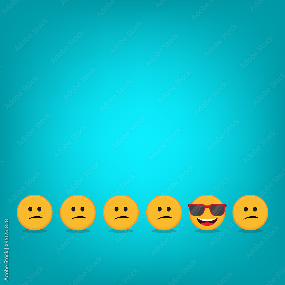 Be different - Being different, standing out from the crowd -The smiling emoji also represents the concept of positivity, individuality , confidence, uniqueness, innovation, creativity. Be different - Being different, standing out from the crowd -The smiling emoji also represents the concept of positivity, individuality , confidence, uniqueness, innovation, creativity.