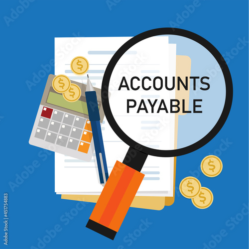 Accounts payable accounting term within the general ledger that represents a company obligation to pay off a short-term debt to its creditors or suppliers photo