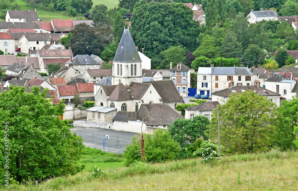 Chaussy; France - august 6 2018 : picturesque village in summer