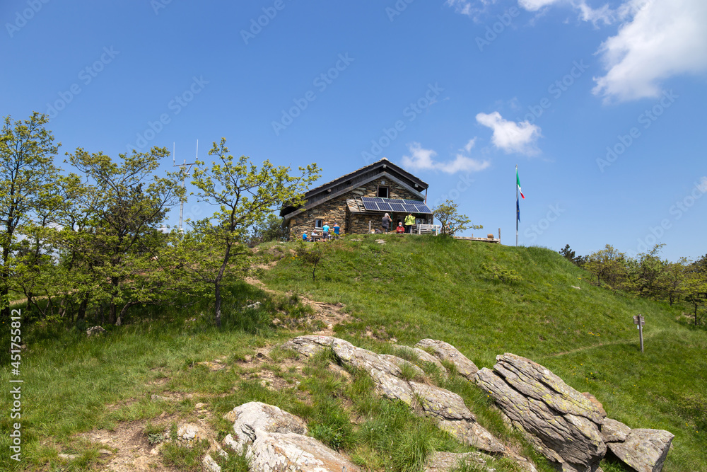 The Argentea Refuge on Mount Argentea, a mountain in the Ligurian Apennines, 1,082 metres high, in the western part of the province of Genoa, Italy. The Argentea Refuge on Mount Argentea, a mountain in the Ligurian Apennines, 1,082 metres high, in the western part of the province of Genoa, Italy.