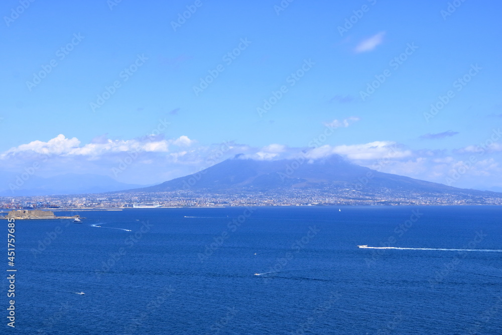 stunning view of the waters of Tyrrhenian sea on the coast of Napoli