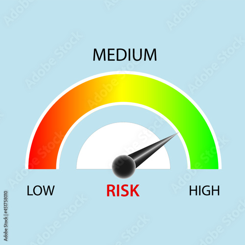 The concept of risk on the new generation speedometer. Vector icon EPS 10