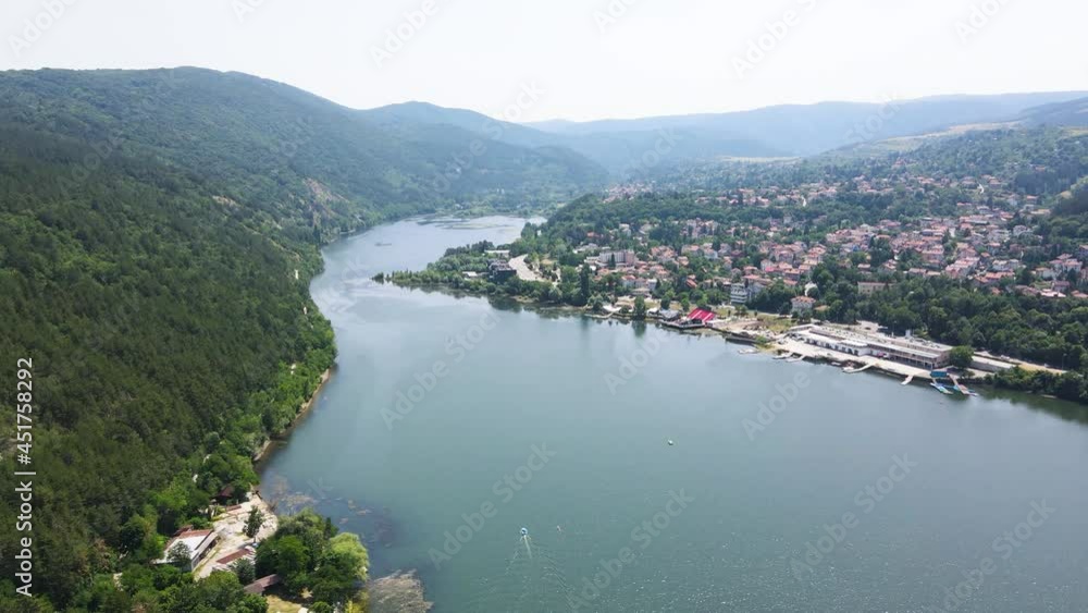 Aerial summer view of Pancharevo lake, Sofia city Region, Bulgaria Aerial summer view of Pancharevo lake, Sofia city Region, Bulgaria