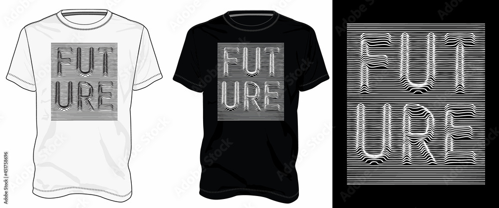 Creative line Text waving Future. Typography t shirt chest print design ...