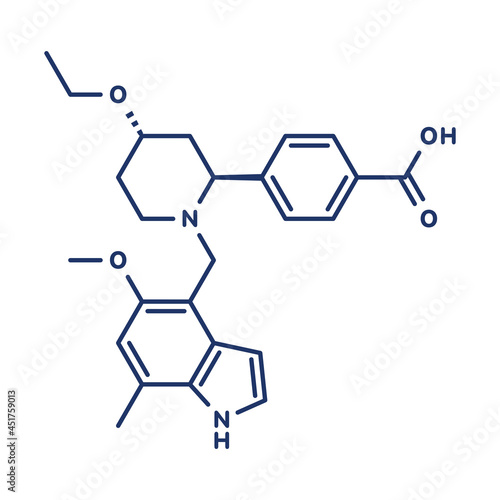 Iptacopan drug molecule, illustration photo