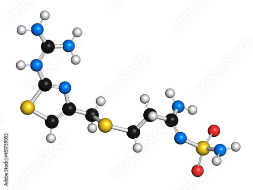 Famotidine drug molecule, illustration photo