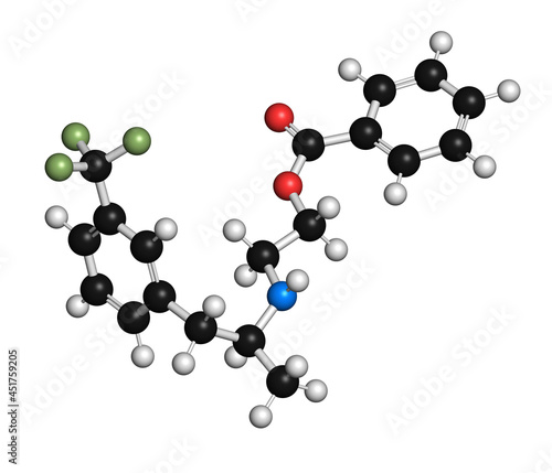 Benfluorex drug molecule, illustration