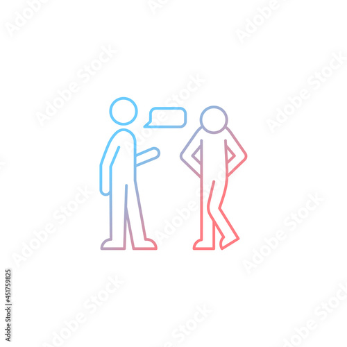 Psychological barriers gradient linear vector icon. Personal discomfort. Communicator mental state. Emotional limits. Thin line color symbol. Modern style pictogram. Vector isolated outline drawing