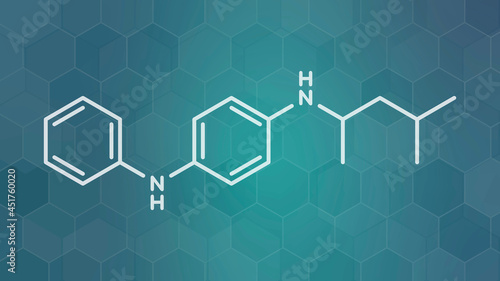 6PPD rubber additive molecule, illustration photo