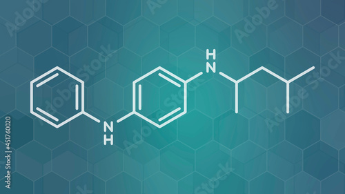 6PPD rubber additive molecule, illustration