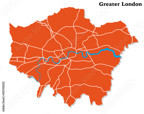 vector map of greater london with main roads, uk