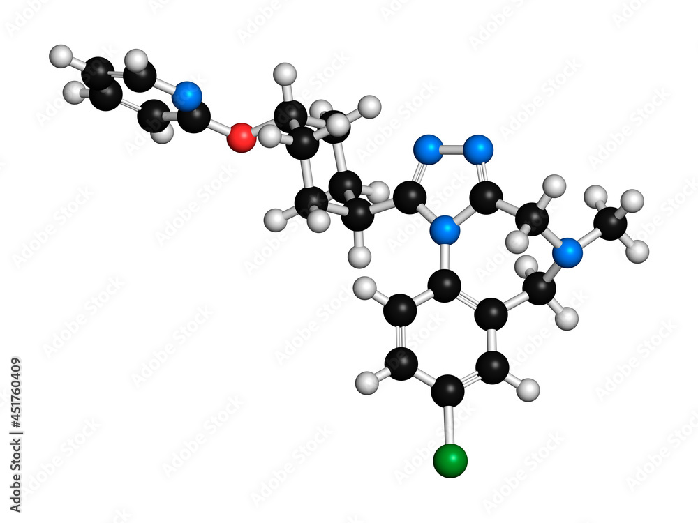 Balovaptan autism drug molecule, illustration Balovaptan autism drug molecule, illustration