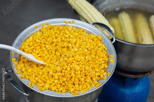 boiled corn served on the street