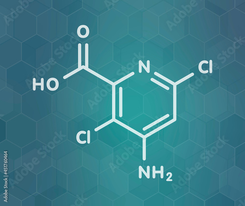 Aminopyralid herbicide molecule, illustration photo