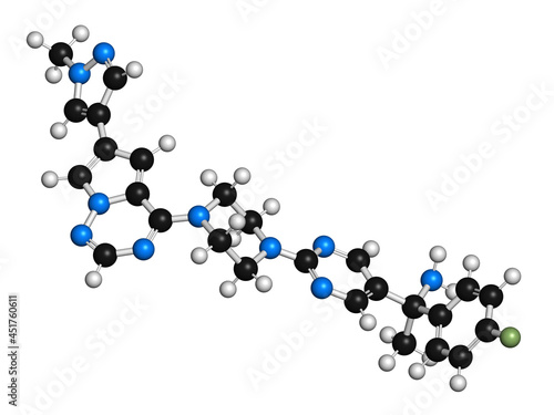 Avapritinib cancer drug molecule, illustration photo