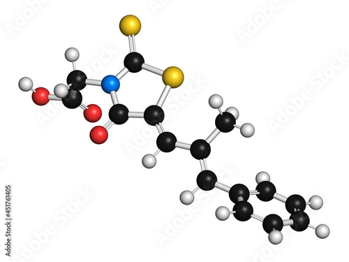 Epalrestat diabetic neuropathy drug molecule, illustration photo