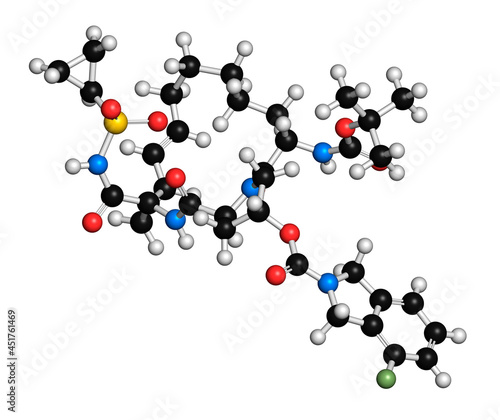 Danoprevir hepatitis C antiviral drug molecule, illustration photo