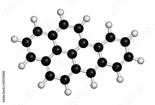 BaP polycyclic aromatic hydrocarbon molecule, illustration photo