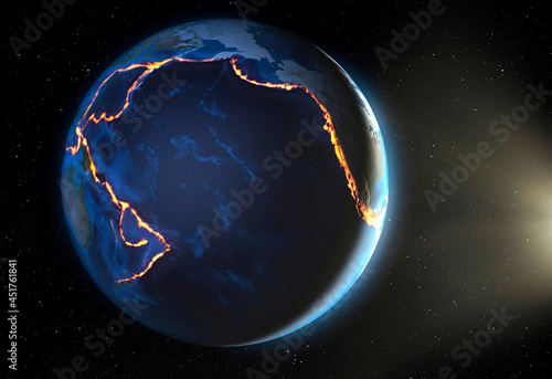 Pacific Ring of Fire, illustration photo