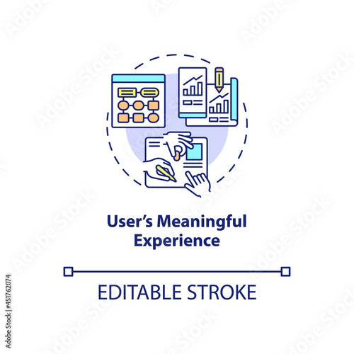 User meaningful experience concept icon. UX rule abstract idea thin line illustration. Interfacing with system. User-centered design. Vector isolated outline color drawing. Editable stroke